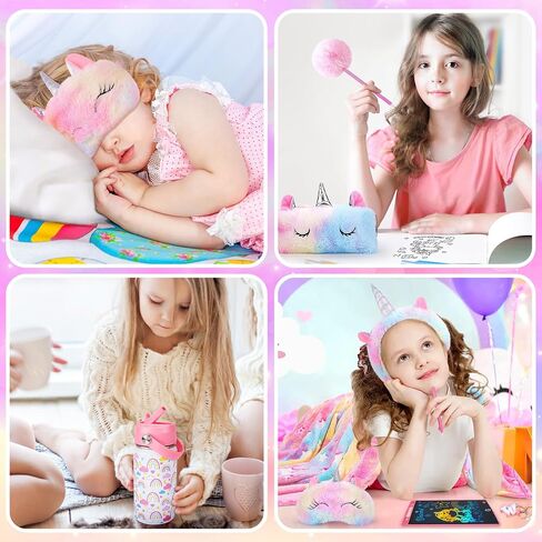 Unicorn Toys for Girls Kids Toys 5 6 7 8 9 10+ Years Old, Kids Unicorn Gifts with Glowing Blanket/ Water Bottle/ Eye Mask/Headband/Crossbody Bag/Sunglass/12PCS Birthday Gift Toys for Girls 6-10+ in Saudi Arabia