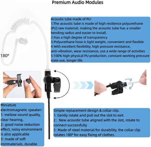 HAOSHENGDA Motorola XPR 3500e Earpiece with Mic Compatible with Motorola Radios XPR 3300, XPR 3500, XPR3300e, XPR3500e, XPR 3000e Acoustic Tube Headset with PTT Mic in Saudi Arabia