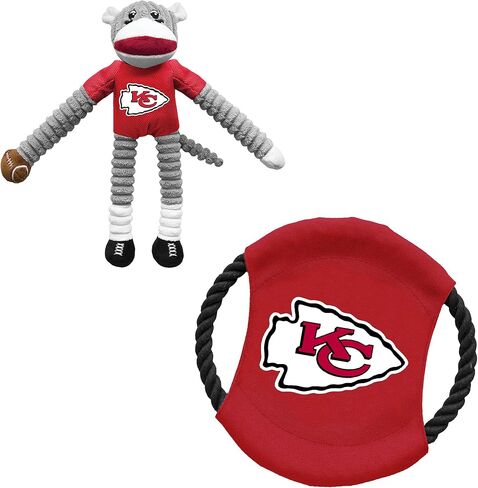 Littlearth Unisex-Adult NFL Las Vegas Raiders Sock Monkey and Flying Disc Pet Toy Combo Set, Team Color, One Size in Saudi Arabia