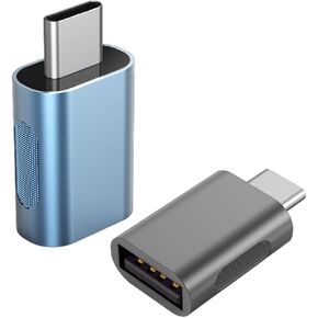 Hichain Pack of 2 USB A to USB C OTG Adapter Gray, 480Mbps Data Sync Zinc Alloy Type A Male to USB 2.0 Type C Female Converter for Charger USB C Cable PC Laptop Flash Drive ADT-AAG2