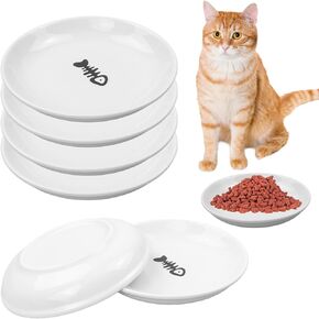6 Pack Cat Food Bowl, Ceramic Cat Bowls for Indoor Cats, Anti Whisker Fatigue Cat Dishes Set,Shallow Wide Kitten Plates for Food and Water, 5.5 Inches Kitten Bowls Cute Cat Feeding Bowls Set