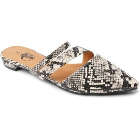 Trary Women's Pointy Toe Slidess for Women,Flat Mule Slides,Slip On Shoes