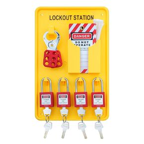 Lockout Tagout Station with Loto Devices-Lock Out Tag Out Kit Board with 4 Brass Cylinder Safety Padlocks,Hasp,Lockout Tags,20 Nylon Ties,Lockout Safety Supply for OSHA Compliance