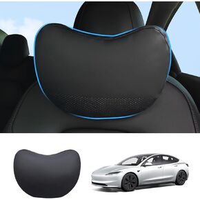 Luxury Nappa Leather Headrest Pillows,Softness Car Headrest Pillow with Adjustable Strap, Breathable Removable Cover & Ergonomic Design Compatible for All Trucks,SUV and Cars