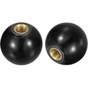 uxcell 5Pcs Threaded Ball Knobs, M8 Female Thread Thermoset Ball Knob 40mm Dia Round Operation Ball Handles with Copper Insert for Machine Lever Handle, Black