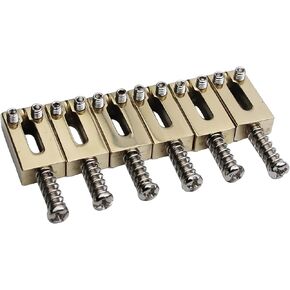 Guyker Guitar Bridge Saddles - 10.5MM Brass Modern Guitar Tremolo Bridge Saddles Compatible with Stratocaster Strat ST Electric Guitar (Gold, 6 Piece)