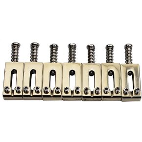 Guyker Guitar Bridge Saddles - 10.5MM Brass Modern Guitar Tremolo Bridge Saddles Compatible with Stratocaster Strat ST Electric Guitar (Gold, 6 Piece)