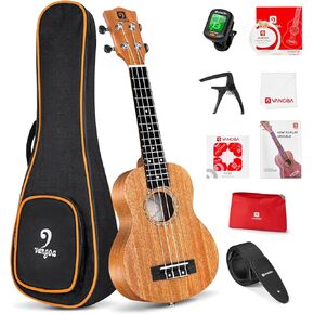 Vangoa Dark Concert Ukelele 23" Adult Beginner Set, KOA Acacia 23 Inch Ukelele Kit, Professional Acoustic Ukulele for Adults Kids, Hawaiian Uke Starter Kit