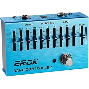 EROK 10 Band Guitar Equalizer 31.25Hz-16kHz for Electric Guitar Bass with Independent Controller Button