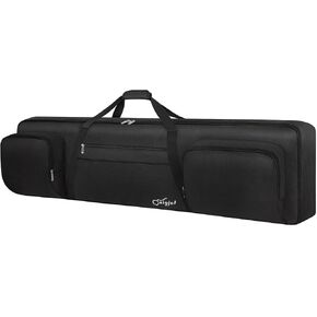88 Key Keyboard Case Soft (Size: 53.5"x13.8"x6.8"), Padded Piano Case with Handle and Adjustable Shoulder Straps, Keyboard Gig Bag with 3 Pockets for Music Stand, Sustain Pedals, All Black