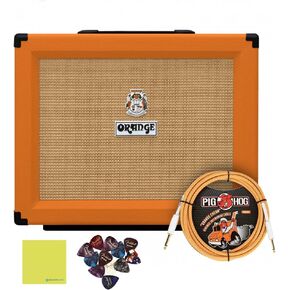 Orange Guitar Speaker Cabinet 60W with 1x12 Guitar Cabinet Celestion Vintage 30 ORANGE (PPC112C) Bundle with Pig Hog "Orange Crème 2.0" 10ft Instrument Cable, 12x Fender Guitar Picks & Polishing Cloth