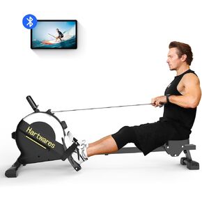 Rowing Machines for Home,Hartwares Rowing Machine Magnetic Rowing Machine with 16 Levels Resistance,77lbs Highest Resistance,Rower Machine for Home 300lb Weight Capacity,App Compatible,LCD Monitor