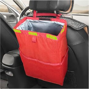 8sanlione Car Trash Can with Storage Pockets, Foldable Hanging Large Capacity Garbage Bin, Leak-Proof Waterproof Trash Bin, Multipurpose Organizer Auto Accessories for Truck SUV Home Office