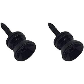 N / A 2 Pcs Metal Strap Buttons End Pins with Mounting Screws for Electric Acoustic Guitar, Bass, Ukulele, Black