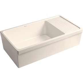Whitehaus Collection WHQD540-BLUE Quatro Alcove Kitchen, Fireclay, Front Apron Sink, Glossy, Blue
