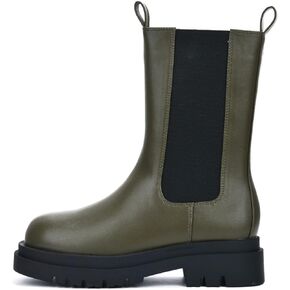 Cape Robbin Vegas Chelsea Boots for Women, Womens Mid Calf Booties with Chunky Block Heels