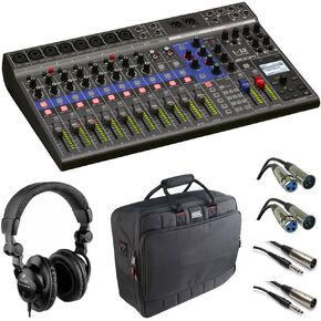 Zoom LiveTrak L-12 - 12-Channel Digital Mixer & Multitrack Recorder with Case + Cables and Headphone