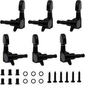 6Pcs Yootones Guitar Tuning Pegs Closed Tuners Machine 3L3R Tuner Keys Heads Compatible with Electric Guitar or Acoustic Guitar (Black)