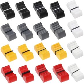 The Lord of the Tools 20pcs Fader/Slider Control Knobs 4mm&8mm Hole Plastic for Guitar Console Volume Adjustment 23x11x10mm, Grey Black Yellow Red White