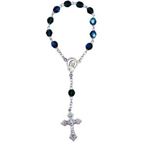 Vatican Imports 4mm Crystal Sunburst and Vines One Decade Rosary | Italian Crystal Glass Beads Christian Jewelry