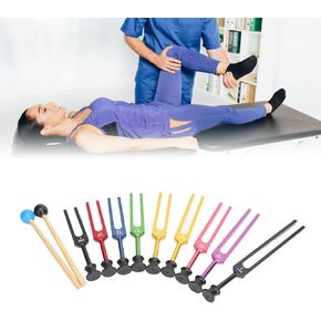 Resonance Tuning Fork Set, Aluminum Alloy Vibration Time Resonant Tuning Fork with Hammer for DNA Healing Sound Healing Musical Instrument Balancing Healer