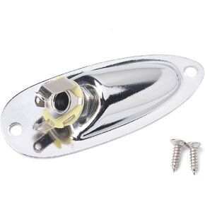 Alnicov Electric Guitar Boat Input Output Jack Plate Socket，with Screws for Fender Strat Guitar Silver