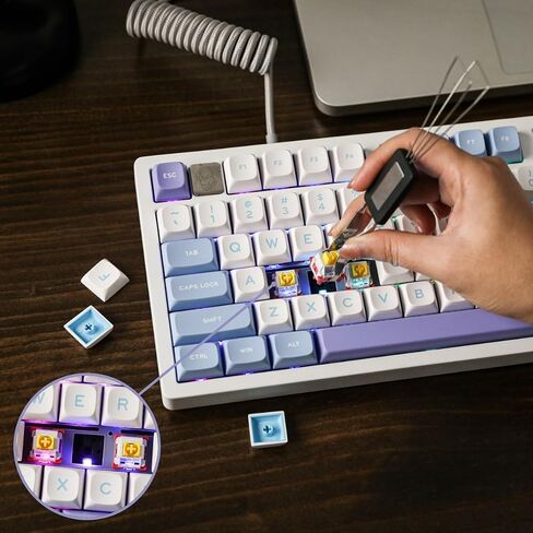 EPOMAKER x LEOBOG Hi75 Aluminum Alloy Wired Mechanical Keyboard, Programmable Gasket-Mounted Gaming Keyboard with Mode-Switching Knob, Hot Swappable, NKRO, RGB (White Green, Graywood V3 Switch) in Saudi Arabia