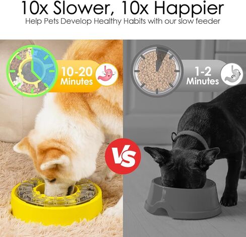 Super Design Interactive Dog Puzzle Toys Slow Feeder Dog Bowls for Medium Large Breed - Dog Food Treat Feeding Toys for IQ Training Dog Mental Enrichment Treat Puzzle - Yellow in Kuwait