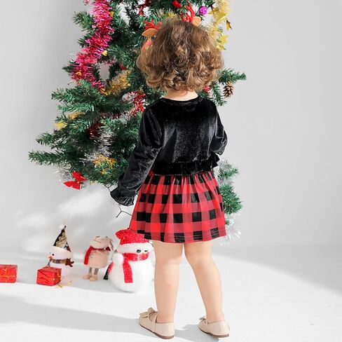 ملابس للفتيات حديثي الولادة لعيد الميلاد وعيد الشكر فستان رومبير بأكمام طويلة وأزرار ملابس الخريف والشتاء من 0 إلى 24 شهرًا in Kuwait