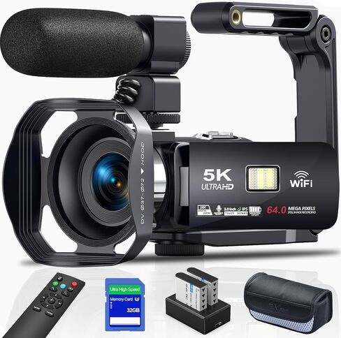 Camcorder with IR Night Vision, Perfect for Vlogging, 18X Zoom, WiFi Functionality, and a User-Friendly 3.0'' Touch Screen. Includes a 32GB SD Card, Microphone（White） in Saudi Arabia