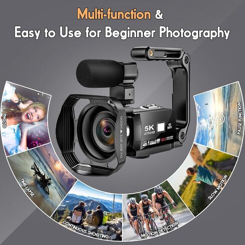 Camcorder with IR Night Vision, Perfect for Vlogging, 18X Zoom, WiFi Functionality, and a User-Friendly 3.0'' Touch Screen. Includes a 32GB SD Card, Microphone（White） in Saudi Arabia