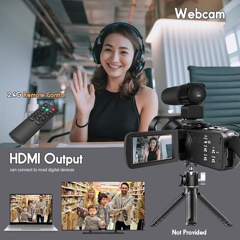 Camcorder with IR Night Vision, Perfect for Vlogging, 18X Zoom, WiFi Functionality, and a User-Friendly 3.0'' Touch Screen. Includes a 32GB SD Card, Microphone（White） in Saudi Arabia