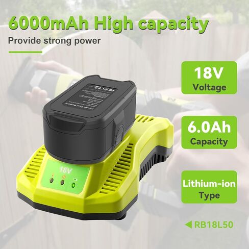 2 حزمة 6.0Ah 18V بطارية ليثيوم استبدال ل RYOBI ONE + RB18L50 P108 P102 P104 بطاريات أداة لاسلكية عالية السعة مع مؤشر LED in Saudi Arabia