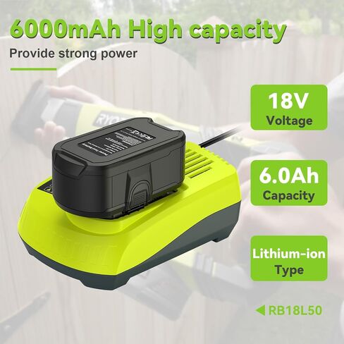 2 حزمة 6.0Ah 18V بطارية ليثيوم استبدال ل RYOBI ONE + RB18L50 P108 P102 P104 بطاريات أداة لاسلكية عالية السعة مع مؤشر LED in Saudi Arabia