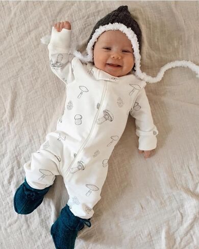 Owlivia Organic Cotton Baby Boy Girl Zip up Sleep 'N Play Pjs, Footless, Long Sleeve in Saudi Arabia