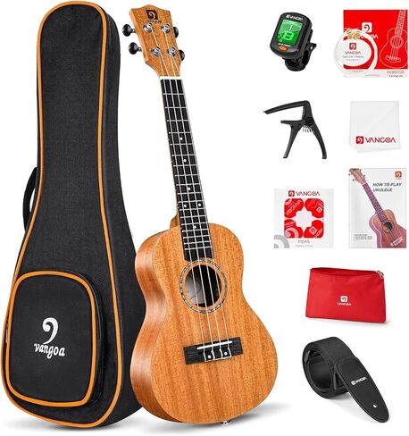 Vangoa Dark Concert Ukelele 23" Adult Beginner Set, KOA Acacia 23 Inch Ukelele Kit, Professional Acoustic Ukulele for Adults Kids, Hawaiian Uke Starter Kit in Kuwait