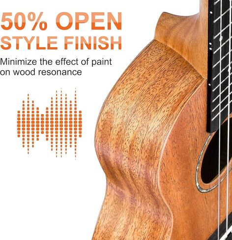 Vangoa Dark Concert Ukelele 23" Adult Beginner Set, KOA Acacia 23 Inch Ukelele Kit, Professional Acoustic Ukulele for Adults Kids, Hawaiian Uke Starter Kit in Kuwait