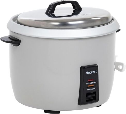 جهاز طبخ الأرز الكهربائي عالي التحمل من Adcraft بسعة 30 كوبًا وشوكة كبيرة الحجم، وغطاء من الفولاذ المقاوم للصدأ مع جزء داخلي من الألومنيوم، سعة 30 كوبًا، أبيض in Kuwait
