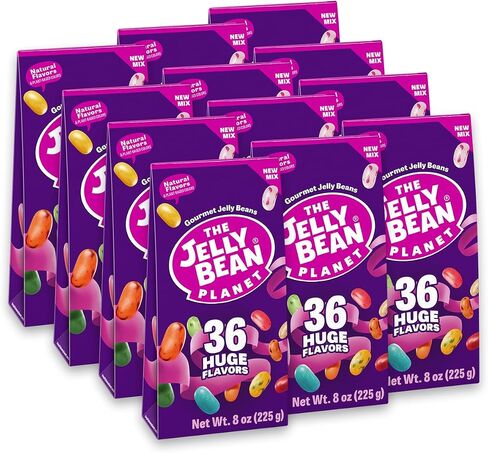 The Jelly Bean Planet, Gourmet Pop a Bean 3.5 أونصة، 12 عبوة - 36 نكهات فواكه طبيعية ضخمة، موسمية، عيد ميلاد، حلوى عيد الميلاد، ألوان نباتية - خالية من الغلوتين، هدية فاصوليا جيلي كبيرة الحجم in Saudi Arabia