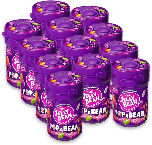 The Jelly Bean Planet, Gourmet Pop a Bean 3.5 أونصة، 12 عبوة - 36 نكهات فواكه طبيعية ضخمة، موسمية، عيد ميلاد، حلوى عيد الميلاد، ألوان نباتية - خالية من الغلوتين، هدية فاصوليا جيلي كبيرة الحجم in Saudi Arabia