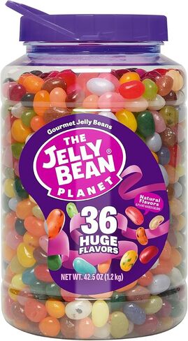 The Jelly Bean Planet, Gourmet Pop a Bean 3.5 أونصة، 12 عبوة - 36 نكهات فواكه طبيعية ضخمة، موسمية، عيد ميلاد، حلوى عيد الميلاد، ألوان نباتية - خالية من الغلوتين، هدية فاصوليا جيلي كبيرة الحجم in Saudi Arabia
