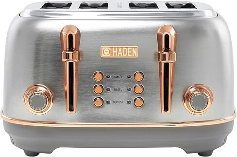 Haden 4 Slice Wide Slot Toaster with Removable Crumb Tray and 1.7L Stainless Steel Body Retro Electric Kettle Kitchen Appliance Set, Black/Chrome in Saudi Arabia