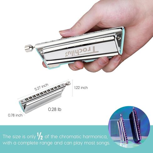 JDR Trochilus 10 Holes Chromatic Harmonica Key of Bb Armonica Chromonica Valveless Harp with Case for Adults Professionals Beginners Kids Teachers and Students Gift (Blues/Ritcher Tuning Key of Bb) in Saudi Arabia