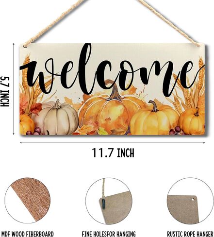 Fall Hanging Wood Sign,Fall Hanging Sign,Autumn Hanging Sign,Fall Decor For Outdoor Indoor,5.7×11.7 Inches in Saudi Arabia