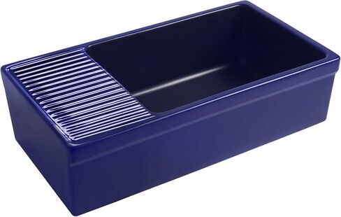 Whitehaus Collection WHQD540-BLUE Quatro Alcove Kitchen, Fireclay, Front Apron Sink, Glossy, Blue in Saudi Arabia