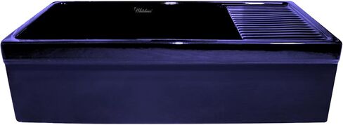 Whitehaus Collection WHQD540-BLUE Quatro Alcove Kitchen, Fireclay, Front Apron Sink, Glossy, Blue in Saudi Arabia