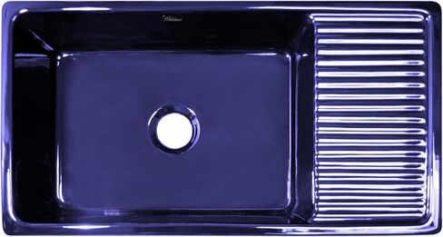 Whitehaus Collection WHQD540-BLUE Quatro Alcove Kitchen, Fireclay, Front Apron Sink, Glossy, Blue in Saudi Arabia