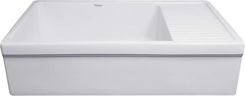 Whitehaus Collection WHQD540-BLUE Quatro Alcove Kitchen, Fireclay, Front Apron Sink, Glossy, Blue in Saudi Arabia