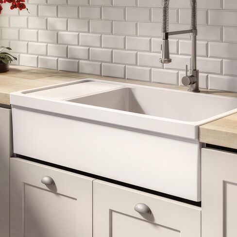 Whitehaus Collection WHQD540-BLUE Quatro Alcove Kitchen, Fireclay, Front Apron Sink, Glossy, Blue in Saudi Arabia