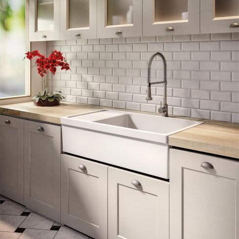 Whitehaus Collection WHQD540-BLUE Quatro Alcove Kitchen, Fireclay, Front Apron Sink, Glossy, Blue in Saudi Arabia